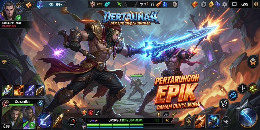 Tampilan aksi mendebarkan dalam game MOBA CRS99.