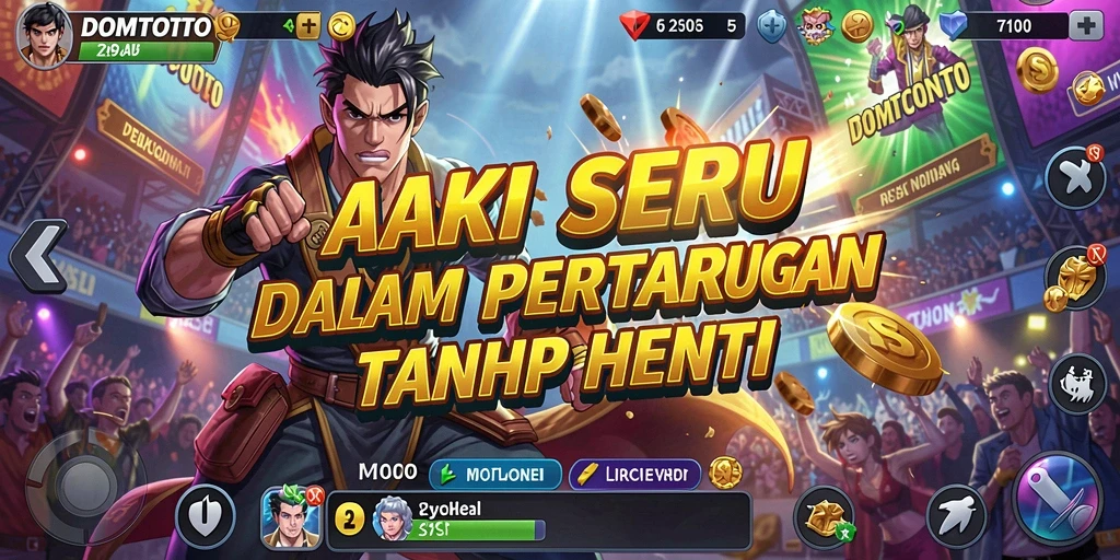 Tampilan gameplay DOMTOTO menampilkan aksi laga yang mendebarkan.
