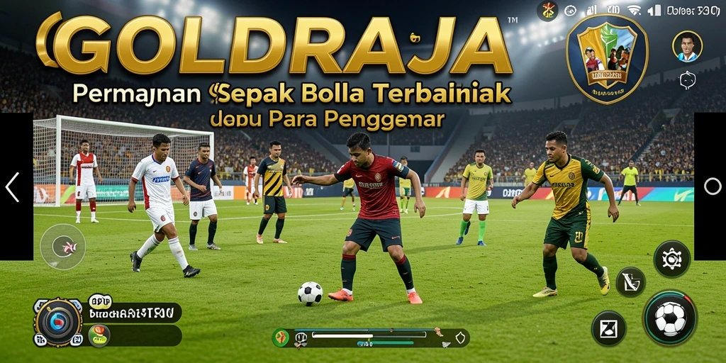 Tangkapan layar GOLDRAJA menampilkan momen mendebarkan dalam permainan sepak bola.