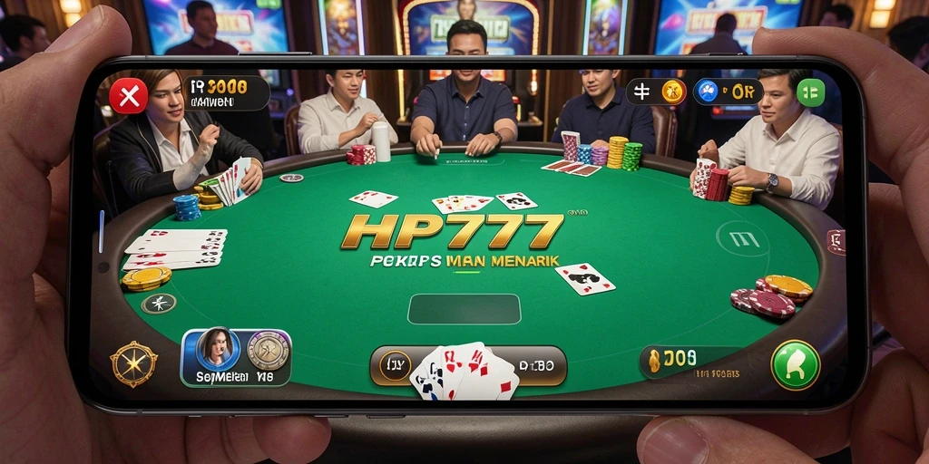 Screenshot gameplay HP777 yang menunjukkan aksi seru permainan Poker.