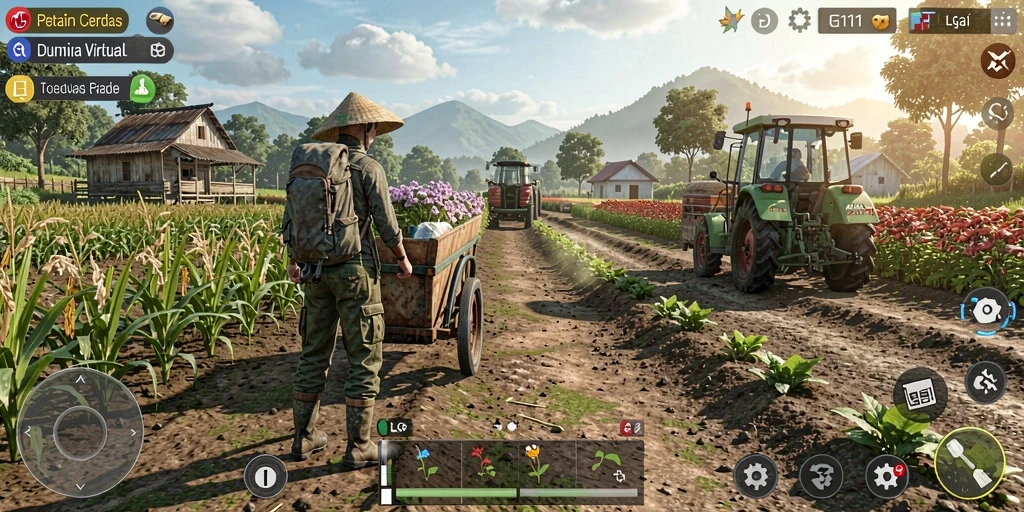 Tampilan grafik memukau dari gameplay petani cerdas.