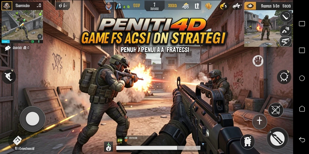 Screenshot gameplay PENITI4D menunjukkan aksi FPS yang mendebarkan.
