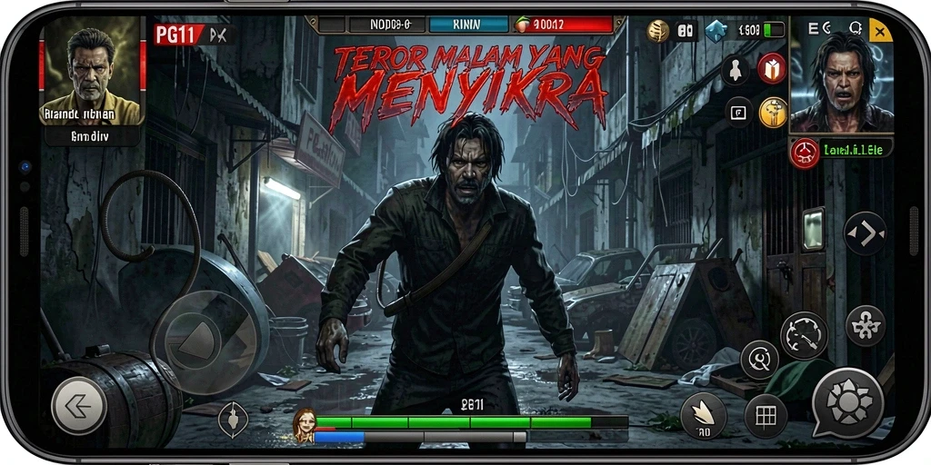 Screenshot gameplay PG11 menampilkan suasana menyeramkan dan ketegangan.