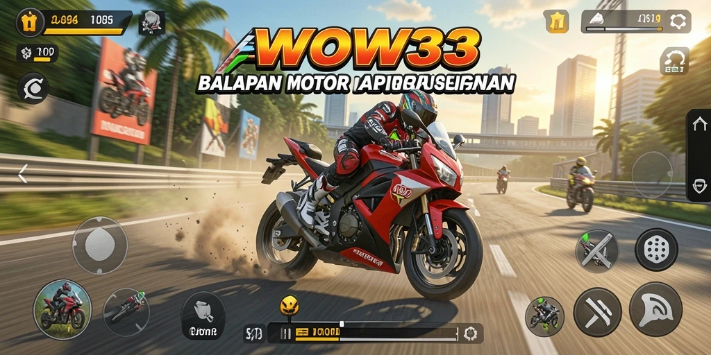 Menampilkan momen seru balapan motor di lintasan.